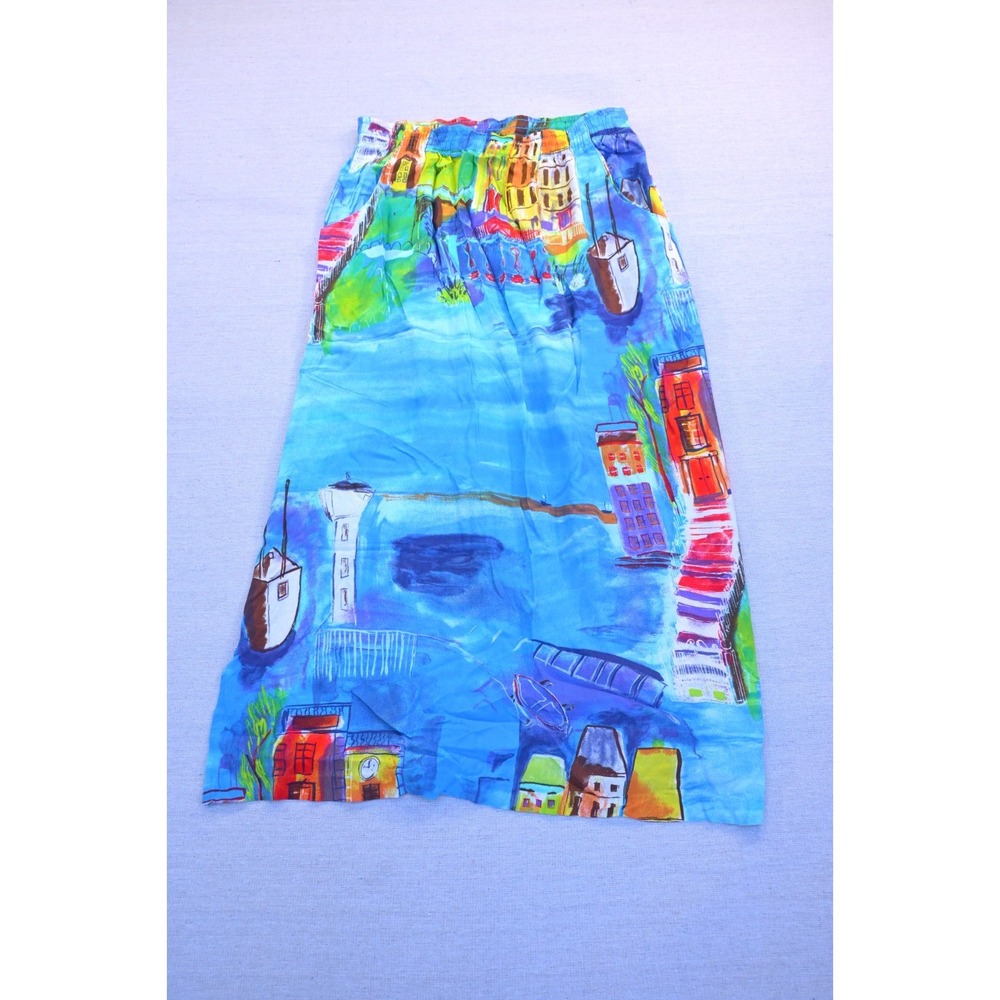 Vintage Sea Suns Womens Sailboat Print Skirt Made in USA Elastic Waist Flowing